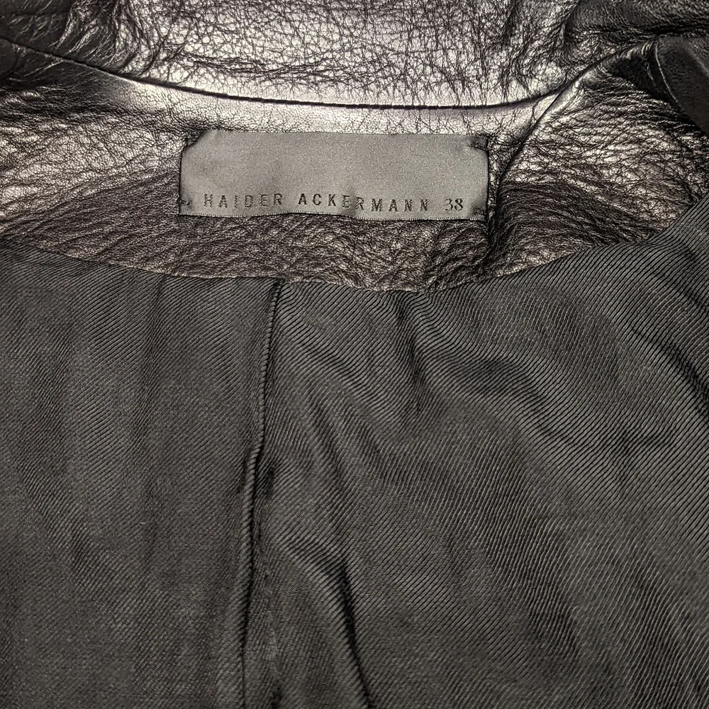 Haider Ackermann tumbled lamb skin leather biker jacket with asymmetric lapel. 0 - Picture 9 of 12